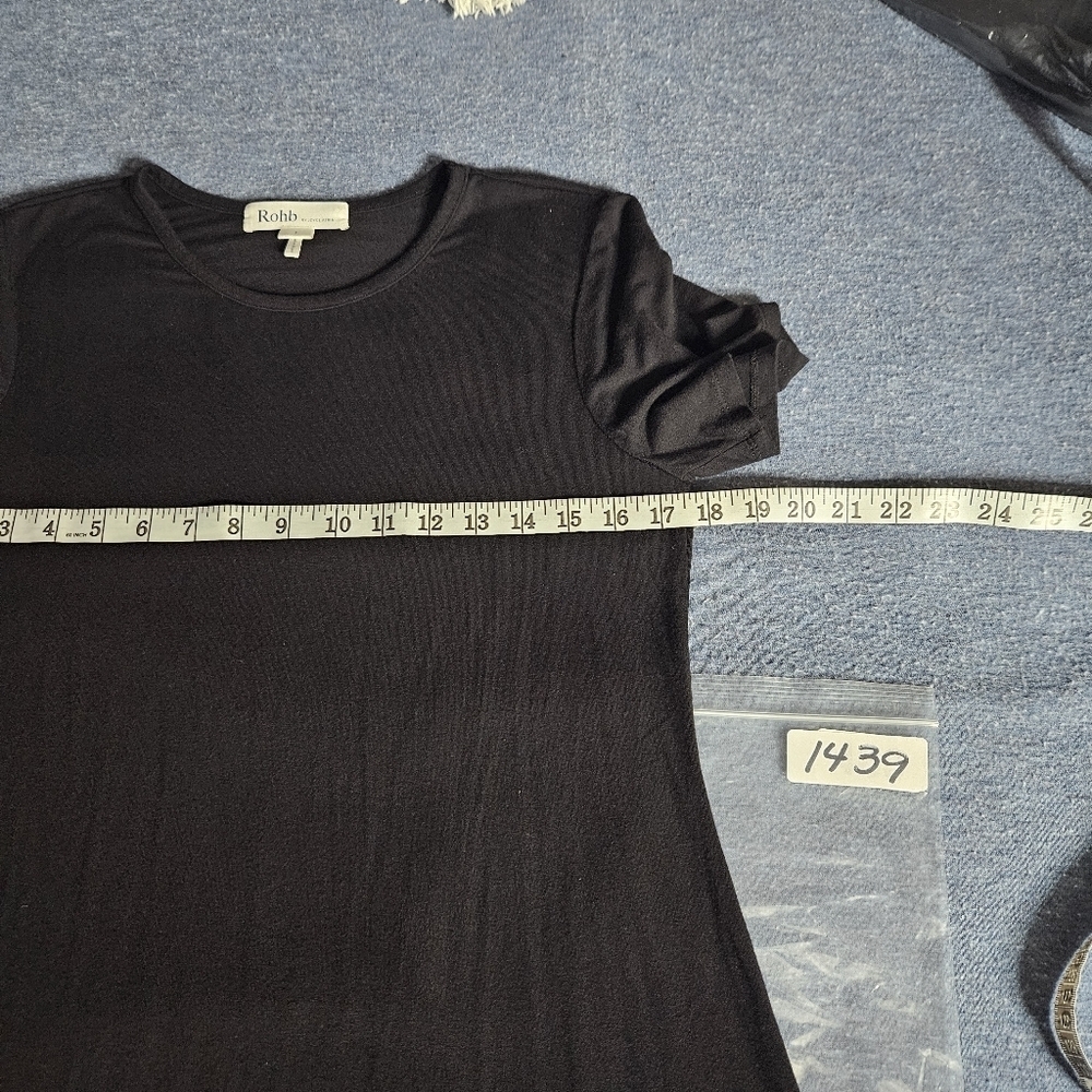 Rohb by Joyce Azria Cannes Short Sleeve Crew Neck Pullover Black Dress Sze Small - Picture 7 of 8